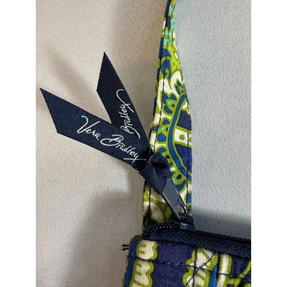 Vera Bradley Lizzy Crossbody Blue, Black, Green and White pattern.